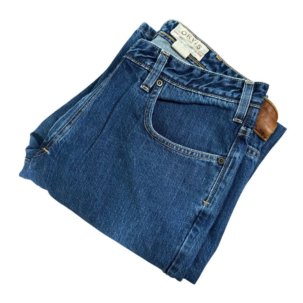 ORVIS 1856 American Denim Jeans Mens 36x32 Blue Cotton Straight Leg Made USA